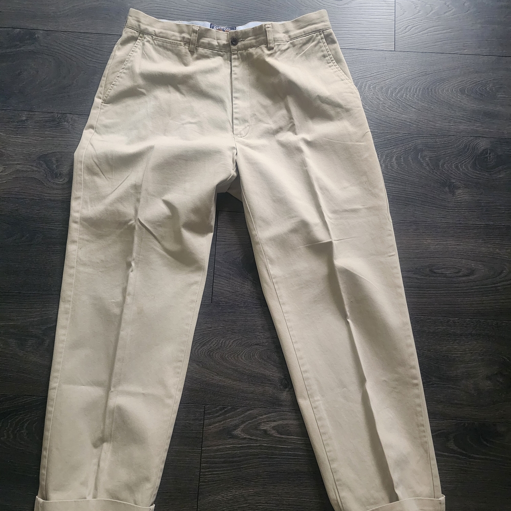 American Living Tan Chinos Flat Front Cotton Blend